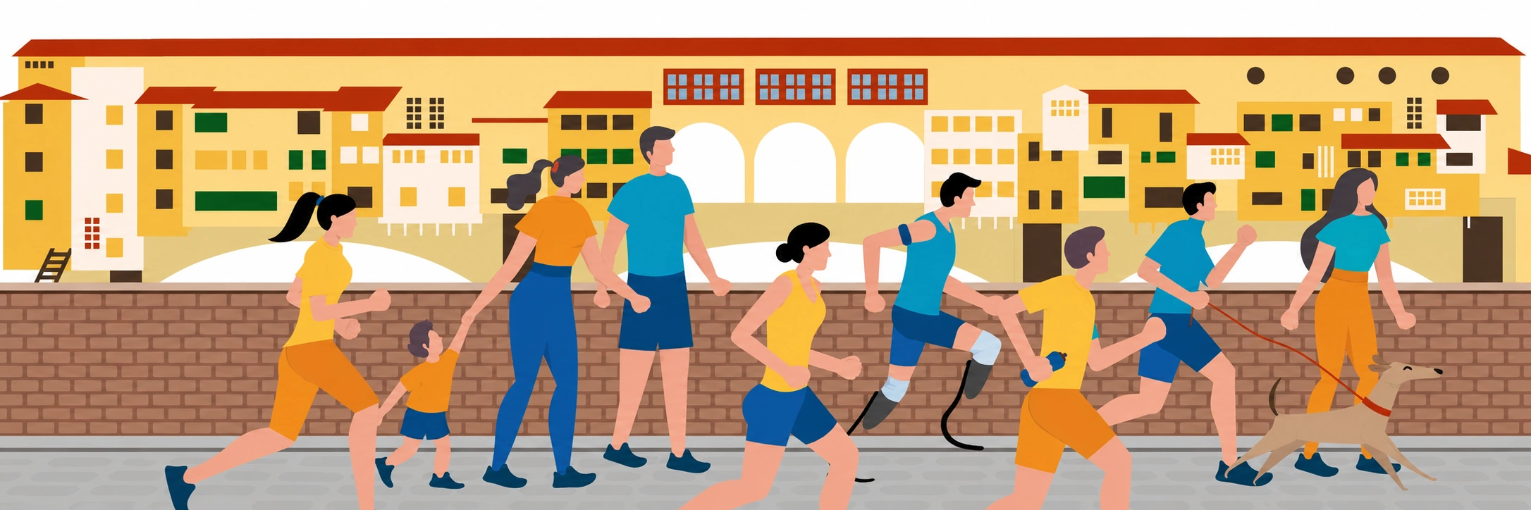 Partecipanti alla Rotary Run Italia sul Lungarno di Firenze